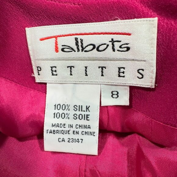 Vintage Talbots Petites Pink Midi Dress Sz 8P Embroidered Waist Elegant - Picture 11 of 13
